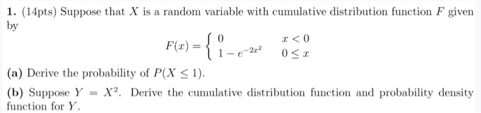 Solved 1. (14pts) Suppose that X is a random variable with | Chegg.com