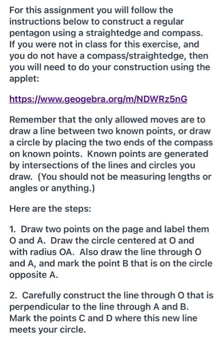 Solved For this assignment you will follow the instructions | Chegg.com