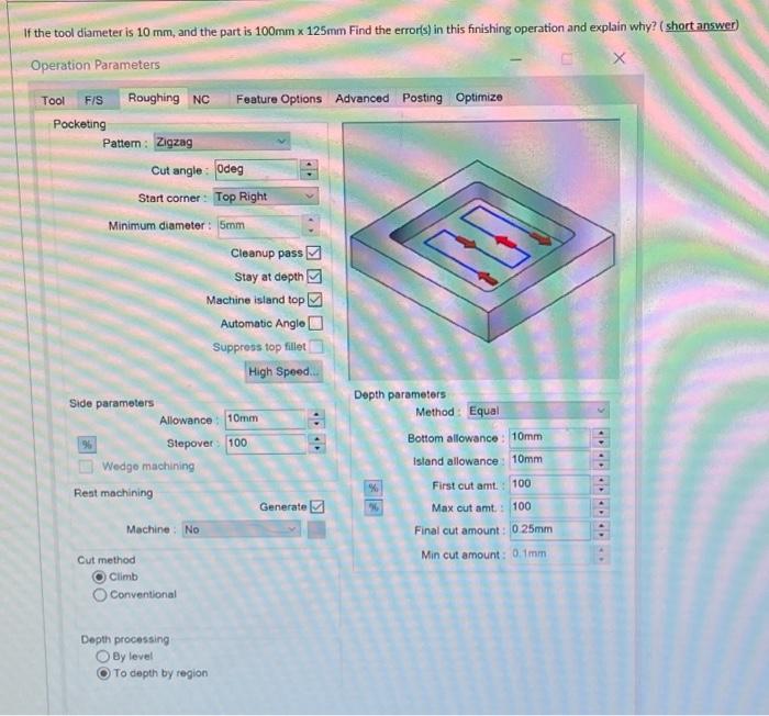 Solved in this operation what should be the depth per cut, | Chegg.com