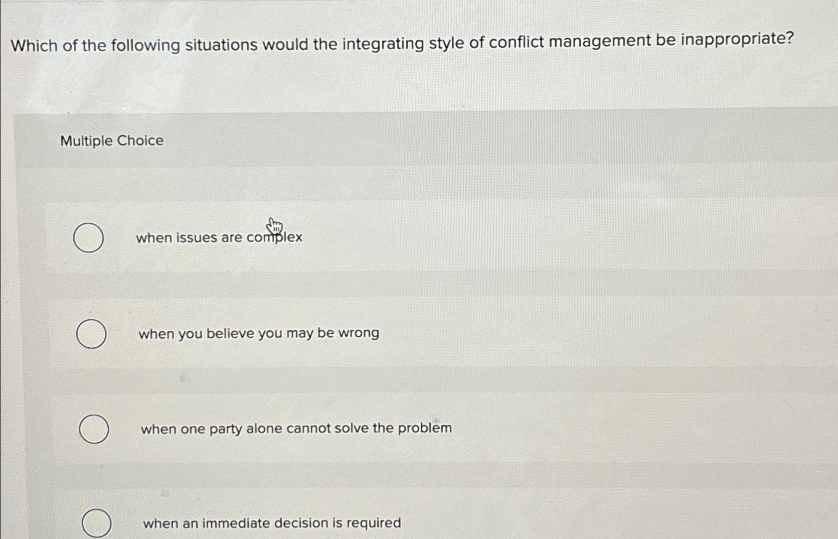 Solved Which of the following situations would the | Chegg.com