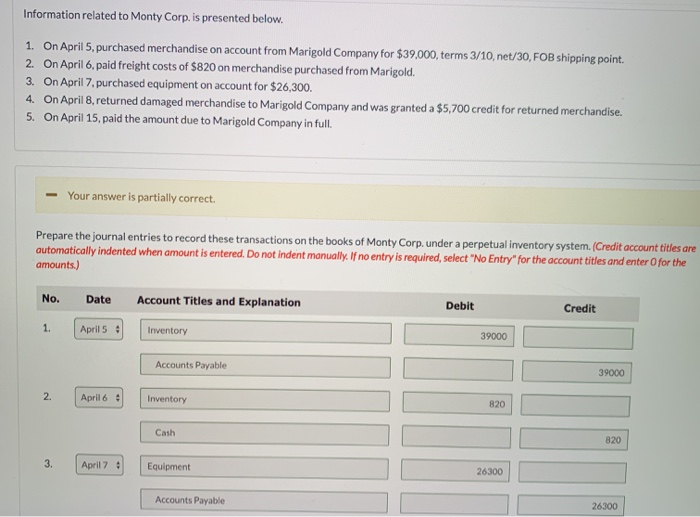 Solved Information related to Monty Corp. is presented