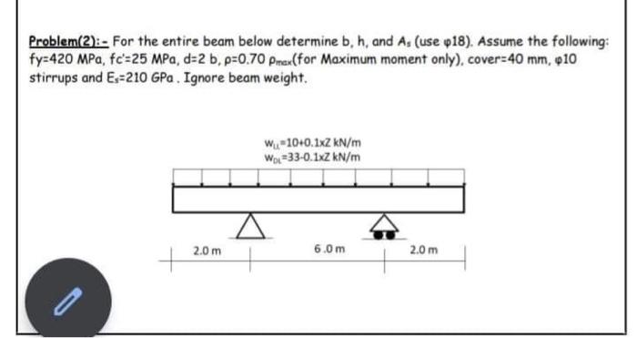 Solved Problem(2) - For The Entire Beam Below Determine B, | Chegg.com