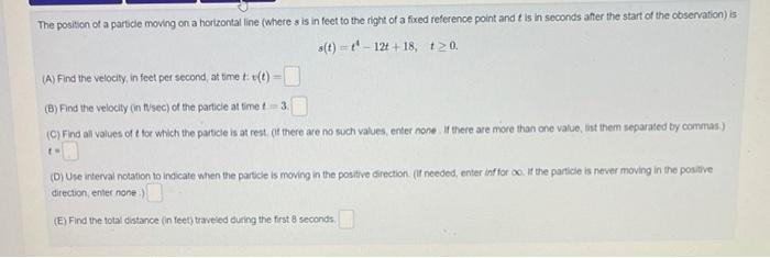 Solved The position of a particle moving on a horizontal | Chegg.com