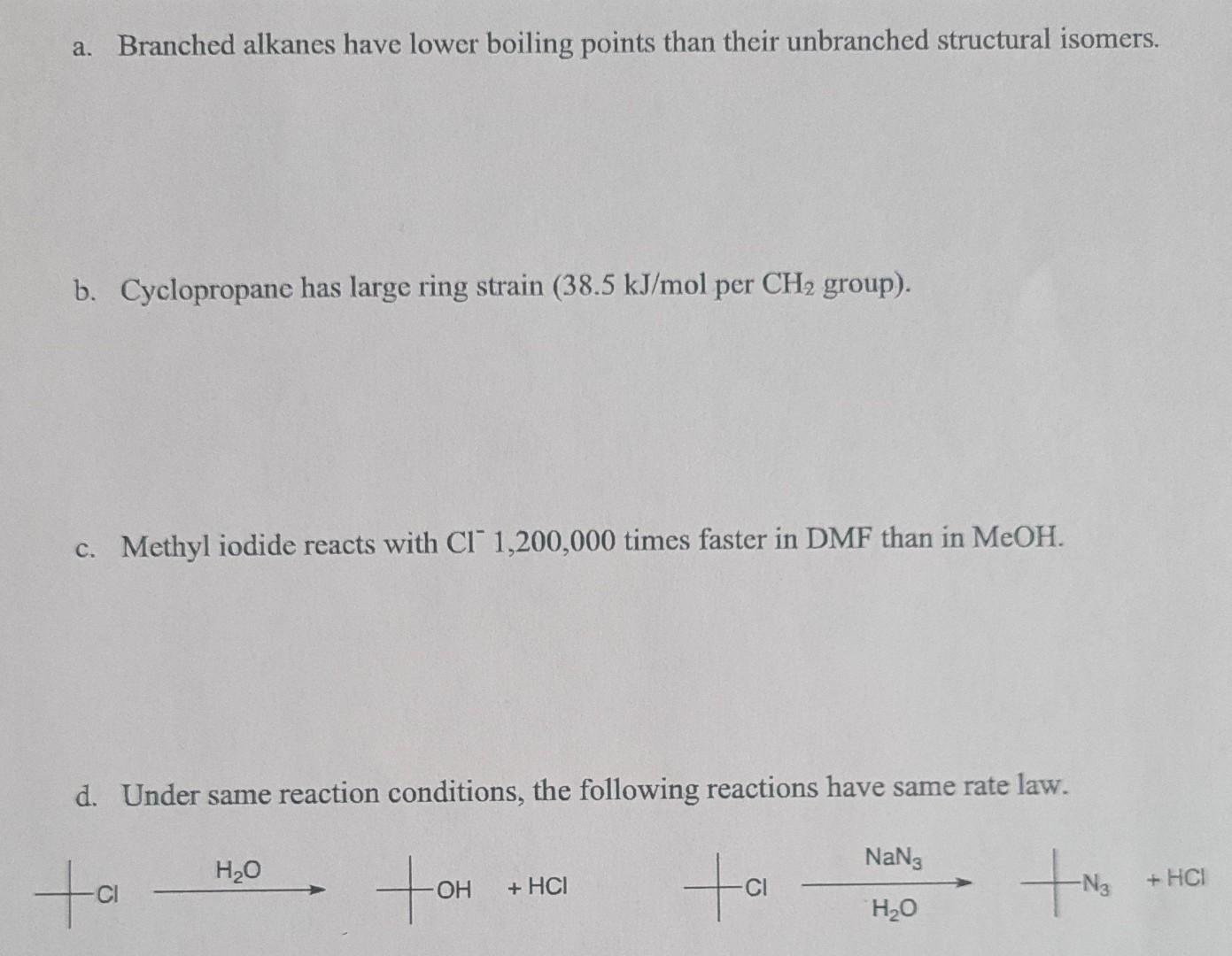 Solved a. Branched alkanes have lower boiling points than | Chegg.com