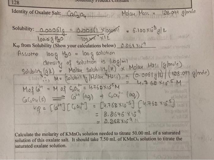 Solved Calculate the molarity of KMnO4 solution needed to