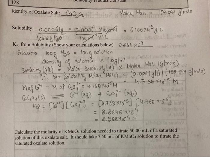 Solved Calculate the molarity of KMnO4 solution needed to | Chegg.com