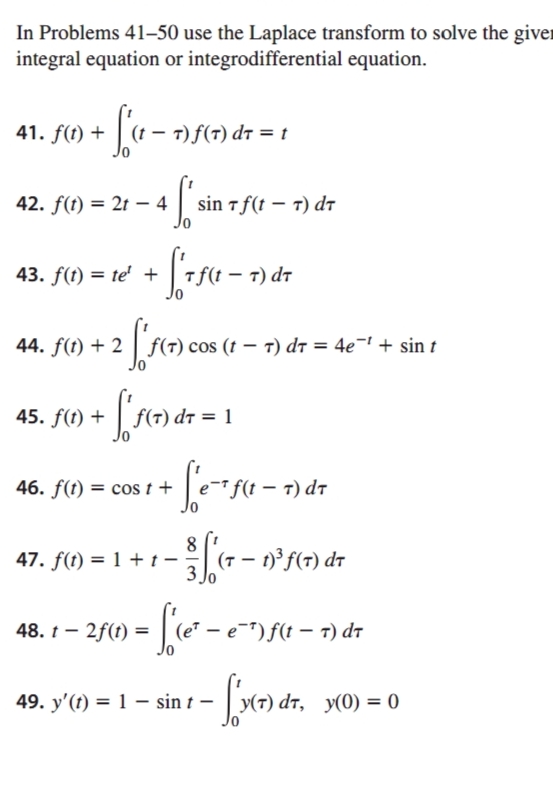 Solved In Problems 41-50 ﻿use the Laplace transform to solve | Chegg.com