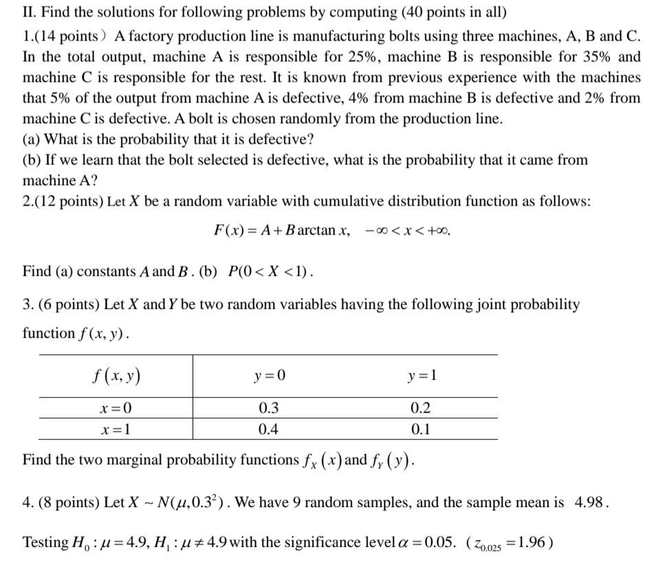 Solved II. Find the solutions for following problems by | Chegg.com