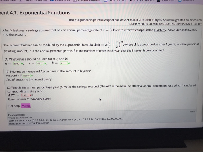 Solved lent 4.1: Exponential Functions This assignment is | Chegg.com
