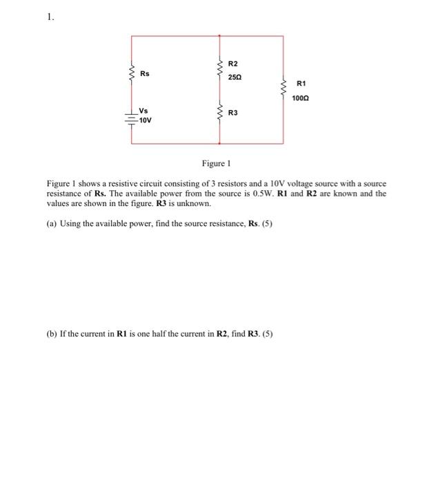 Solved Figure 1 Figure 1 Shows A Resistive Circuit | Chegg.com