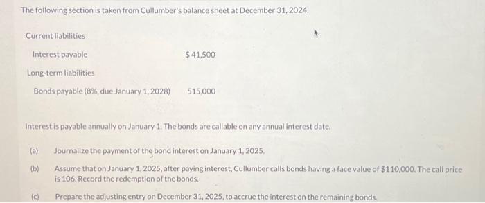 Solved The following section is taken from Cullumber's | Chegg.com