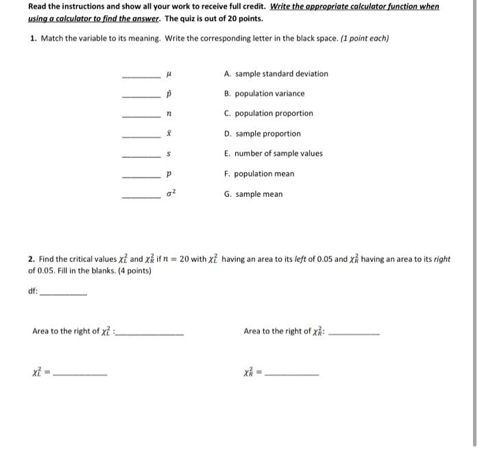 Solved Read the instructions and show all your work to | Chegg.com