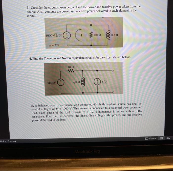 Solved 3. Consider the circuit shown below. Find the power | Chegg.com