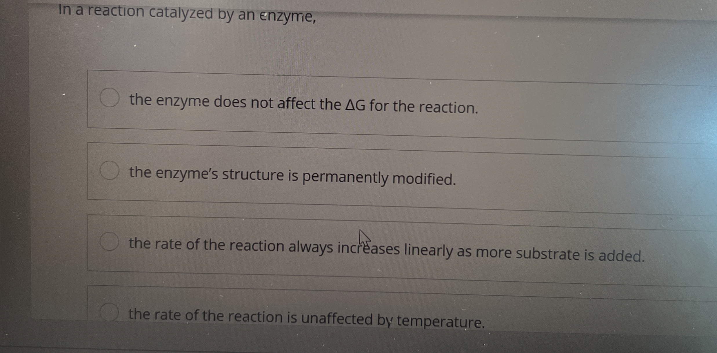 Solved In a reaction catalyzed by an enzyme,the enzyme does