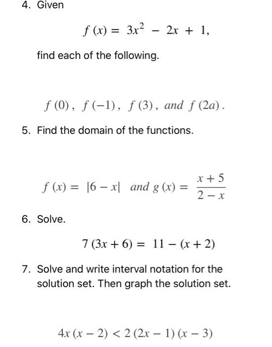 Solved 4 Given F X 3x2 3x2 2x 1 Find Each Of The Chegg Com