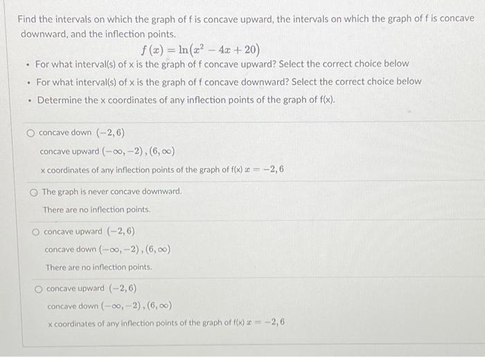 Solved Find the intervals on which the graph of f is concave | Chegg.com