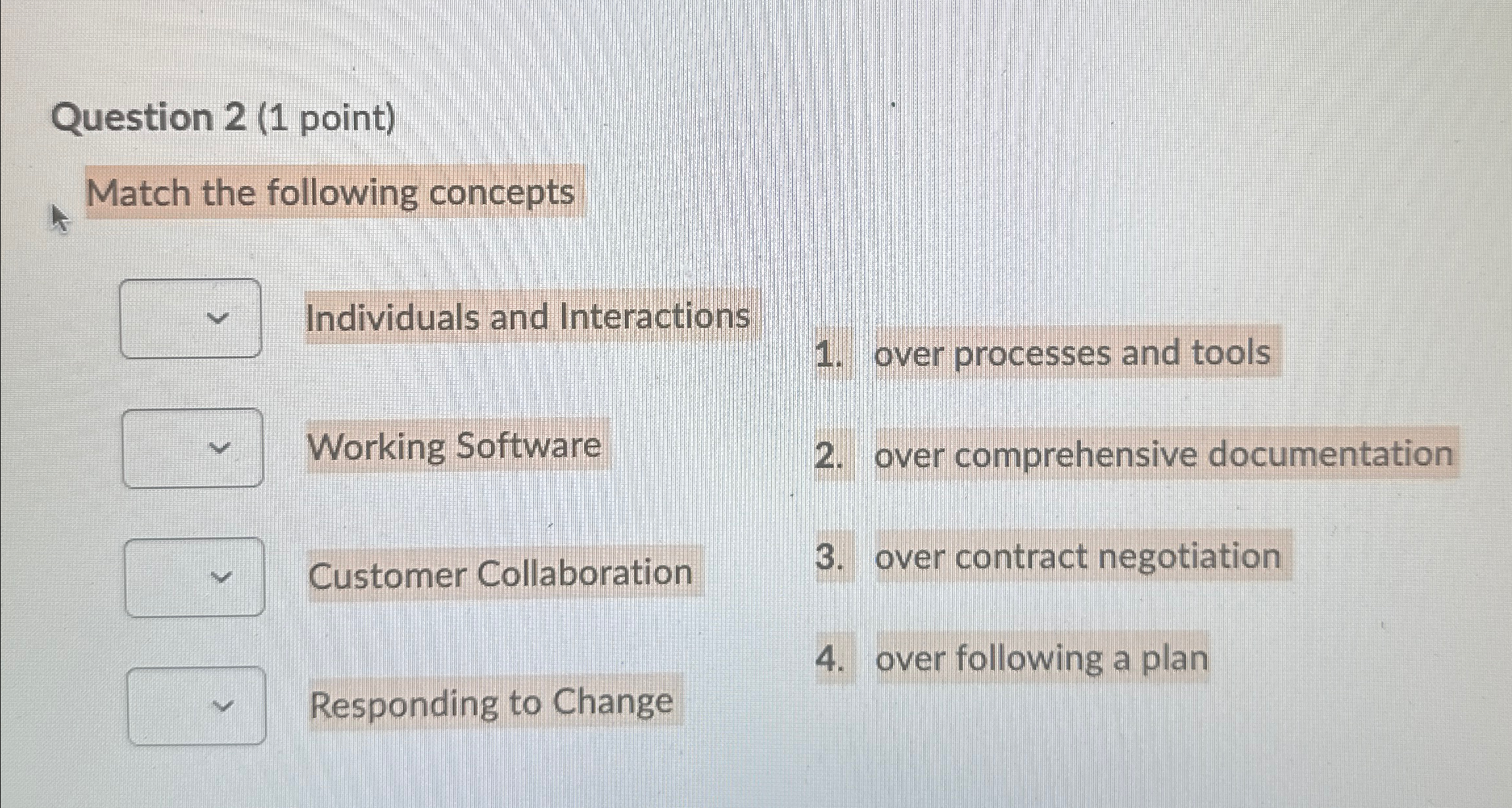 Solved Question 2 (1 ﻿point)Match the following concepts | Chegg.com