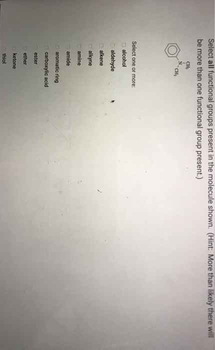 Solved Select all functional groups present in the molecule | Chegg.com