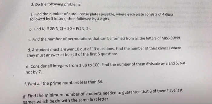 Find License Plate Number By Name >> Solved 2 Do The Following Problems A Find The Number O Find License Plate Number By Name >> Solved 2 Do The Following Problems A Find The Number O