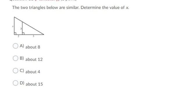 Solved The two triangles below are similar. Determine the | Chegg.com