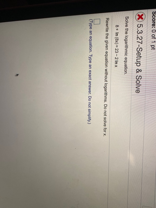 Solved Score: 0 of 1 pt 5.3.27-Setup & Solve Solve the | Chegg.com