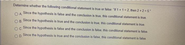 Solved ОА Determine Whether The Following Conditional