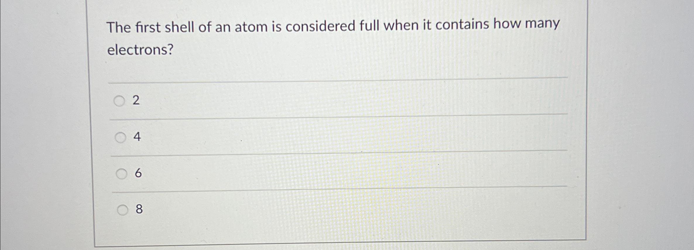 how many electrons can the first shell of an atom hold