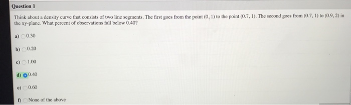 Solved Question 1 Think about a density curve that consists | Chegg.com