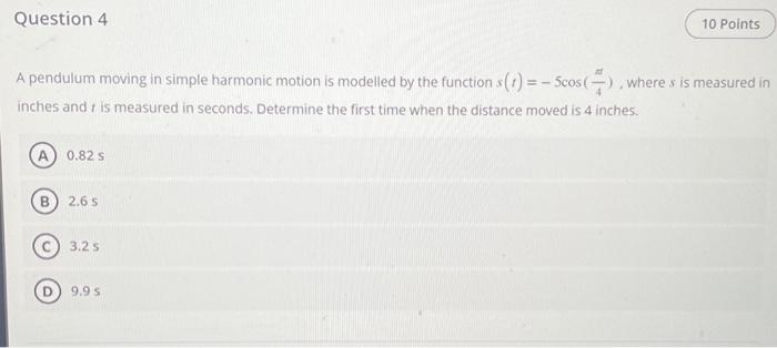 Solved A pendulum moving in simple harmonic motion is | Chegg.com