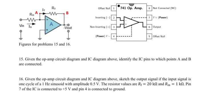 15. Given the op-amp circuit diagram and IC diagram | Chegg.com