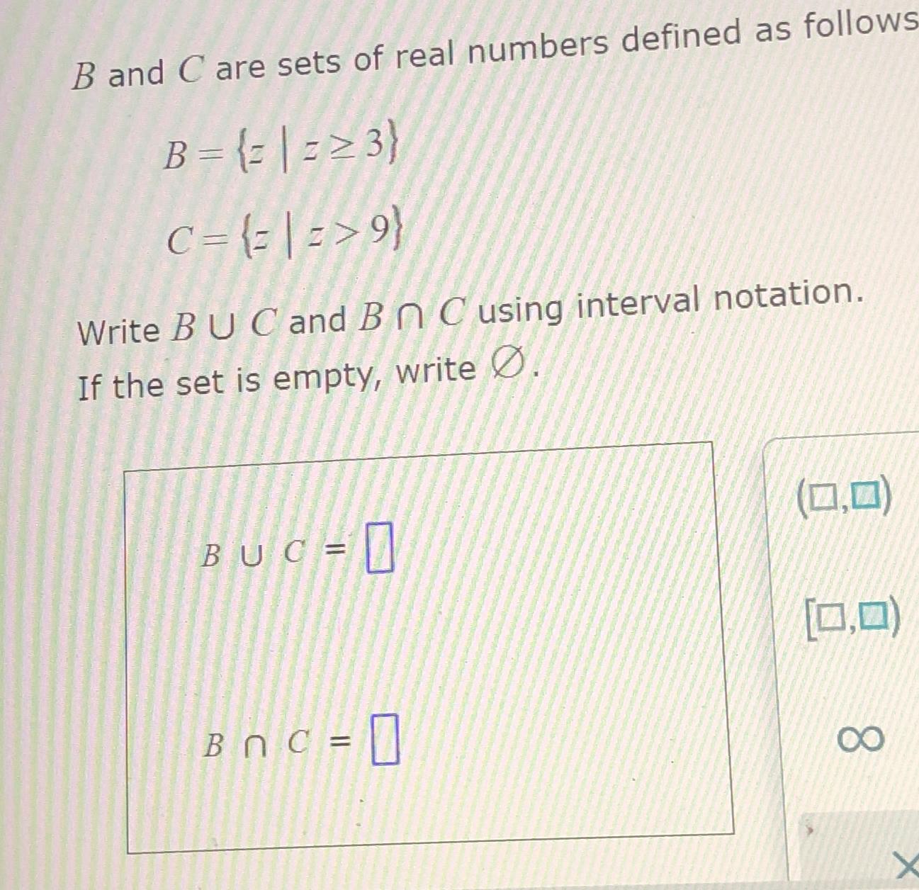 Solved B ﻿and C ﻿are sets of real numbers defined as | Chegg.com