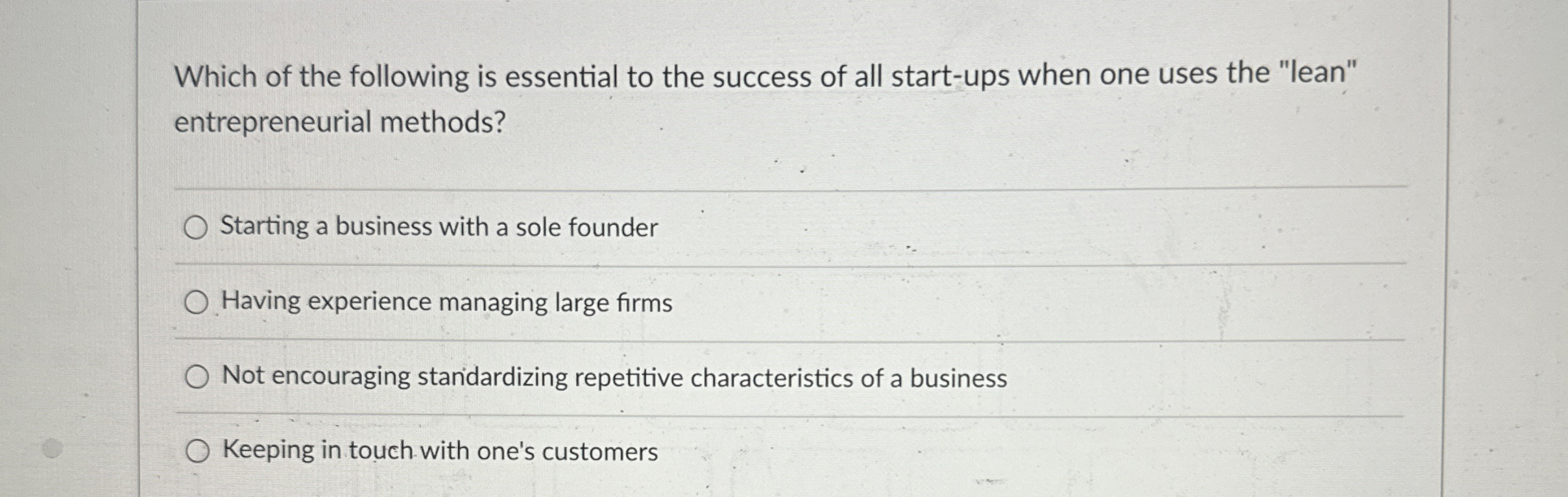 Solved Which of the following is essential to the success of | Chegg.com