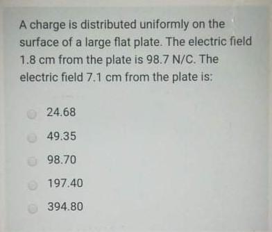 Solved A charge is distributed uniformly on the surface of a | Chegg.com