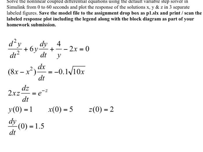 Solved Solve The Nonlinear Coupled Differential Equations | Chegg.com