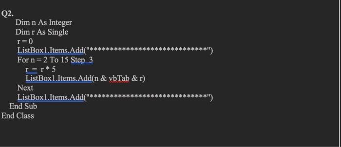 Solved visual programming ( I need a screenshot for the | Chegg.com