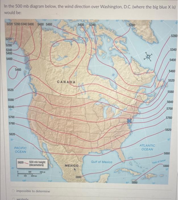 Solved In the 500mb diagram below, the wind direction over | Chegg.com
