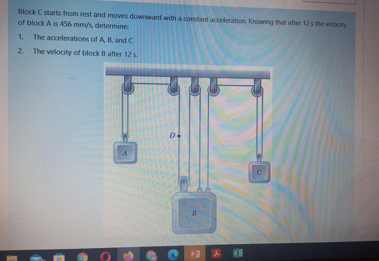Solved Block C starts from rest and moves downward with a | Chegg.com