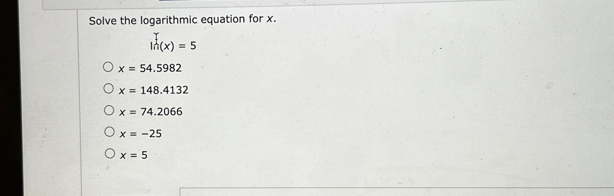 Solved Solve the logarithmic equation for | Chegg.com