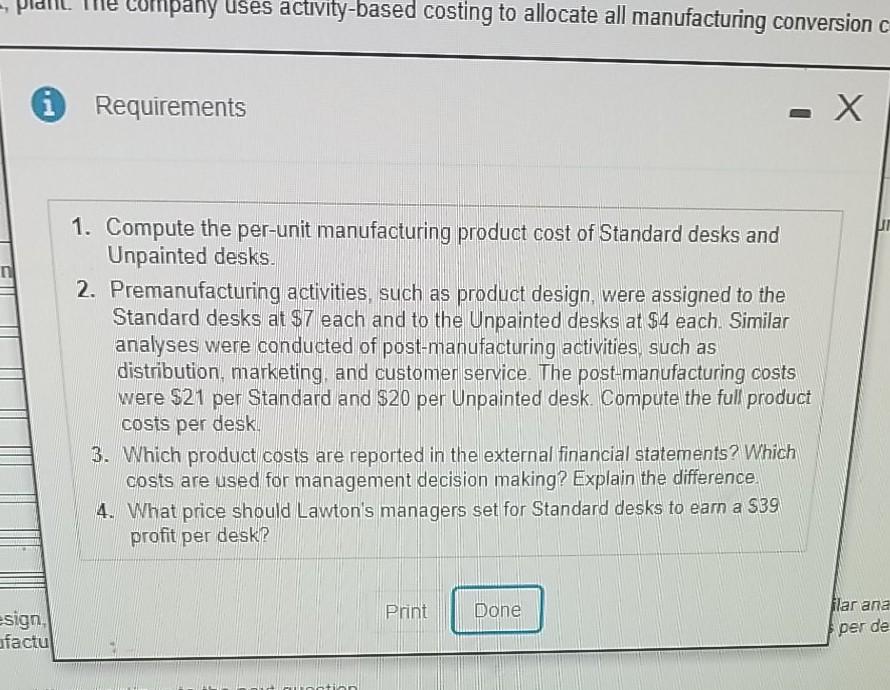 Solved Lawton Corp manufactures computer desks in its