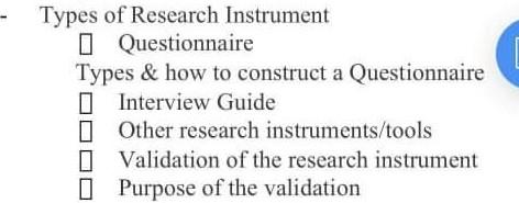 types of questions in research instrument