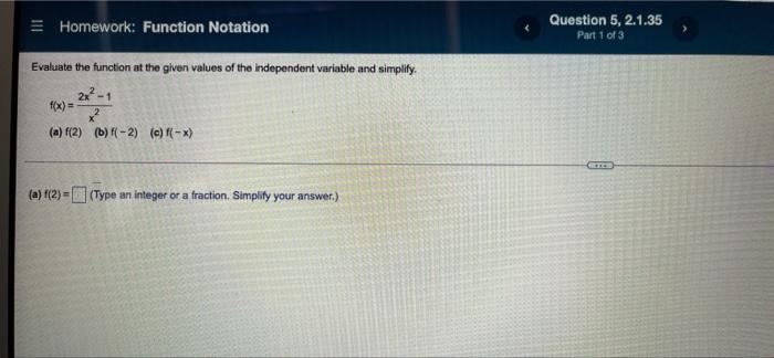 Solved Homework: Function Notation Question 3, 2.1.31 Part 1 | Chegg.com
