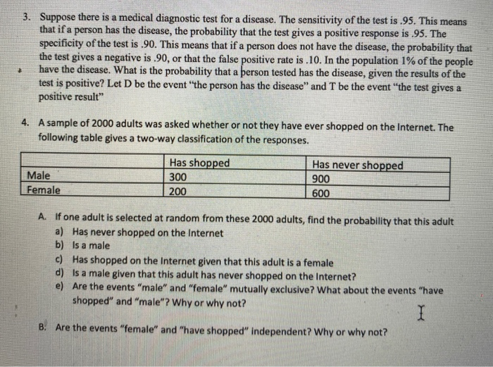 Solved 3. Suppose There Is A Medical Diagnostic Test For A | Chegg.com