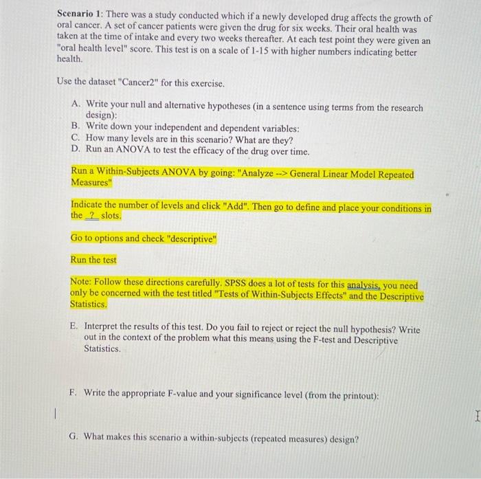 Solved Scenario 1: There was a study conducted which if a | Chegg.com