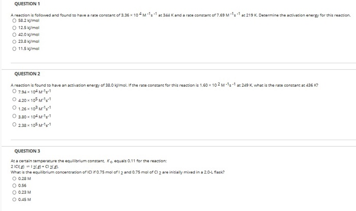 Solved QUESTION 1 A reaction is followed and found to have a | Chegg.com