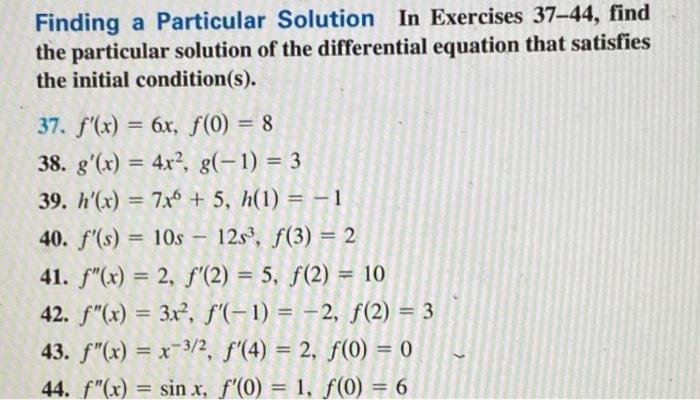 Solved Finding a Particular Solution In Exercises 37-44, | Chegg.com