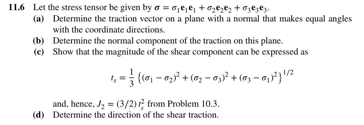 Solved 11.2 The components of the stress tensor at a point | Chegg.com
