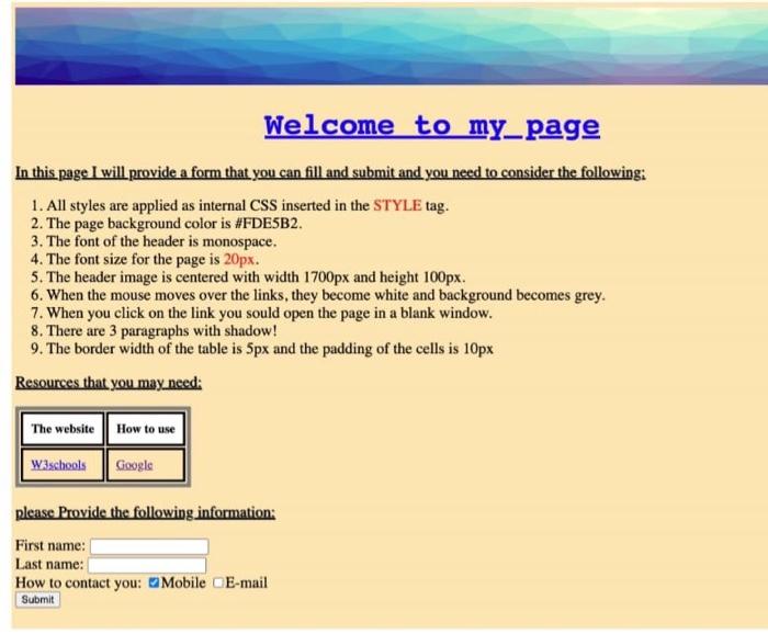 Solved 1- The following image shows the webpage that you | Chegg.com