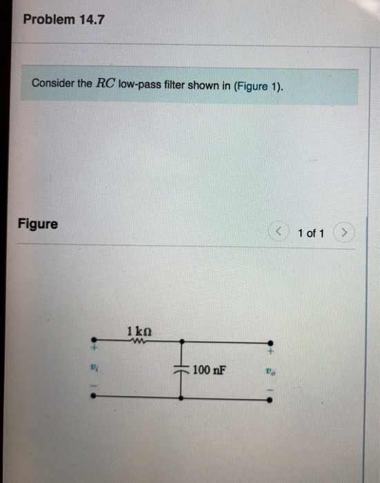 Solved Problem 14.7 Consider the RC low-pass filter shown in | Chegg.com