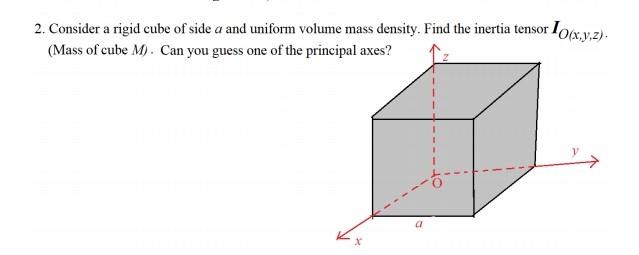 Solved 2. Consider a rigid cube of side a and uniform volume | Chegg.com