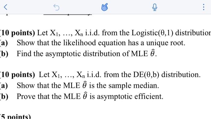 5 10 Points Let X1 X I I D From The Log Chegg Com